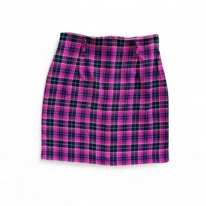Vintage Star C.C.C. Pink Plaid Mini Skirt – Punk Tartan High Waisted – Size 6